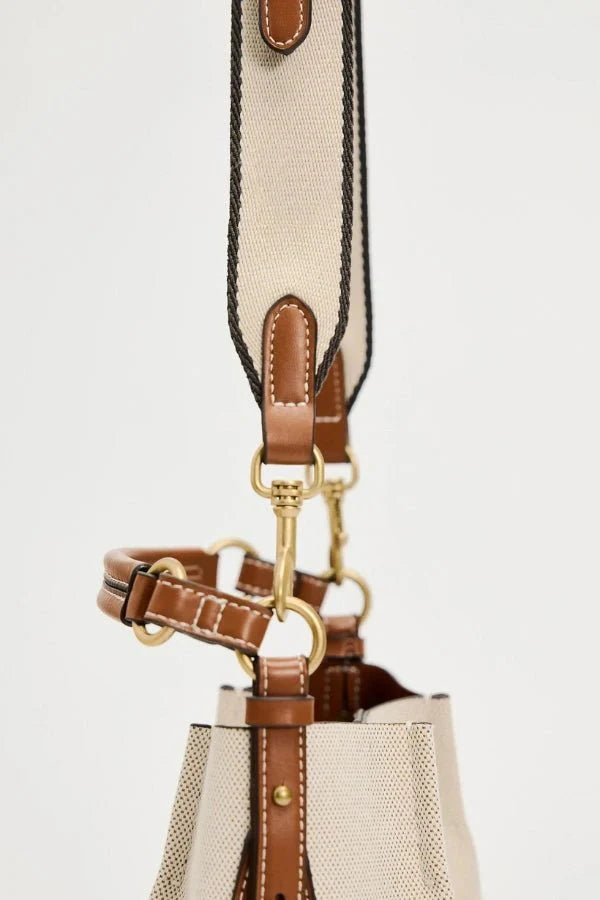 Enora Crossbody Bag - Canvas & PU Leather Minimalist Carry - Image 25