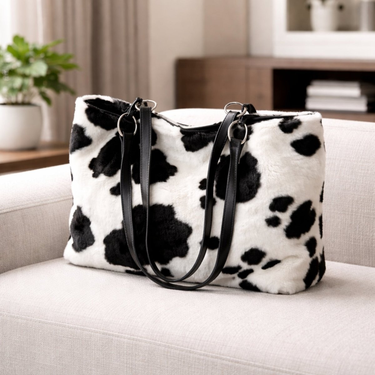 Cosmos Tote Bag - Faux Fur Spacious Everyday Carry - Image 5